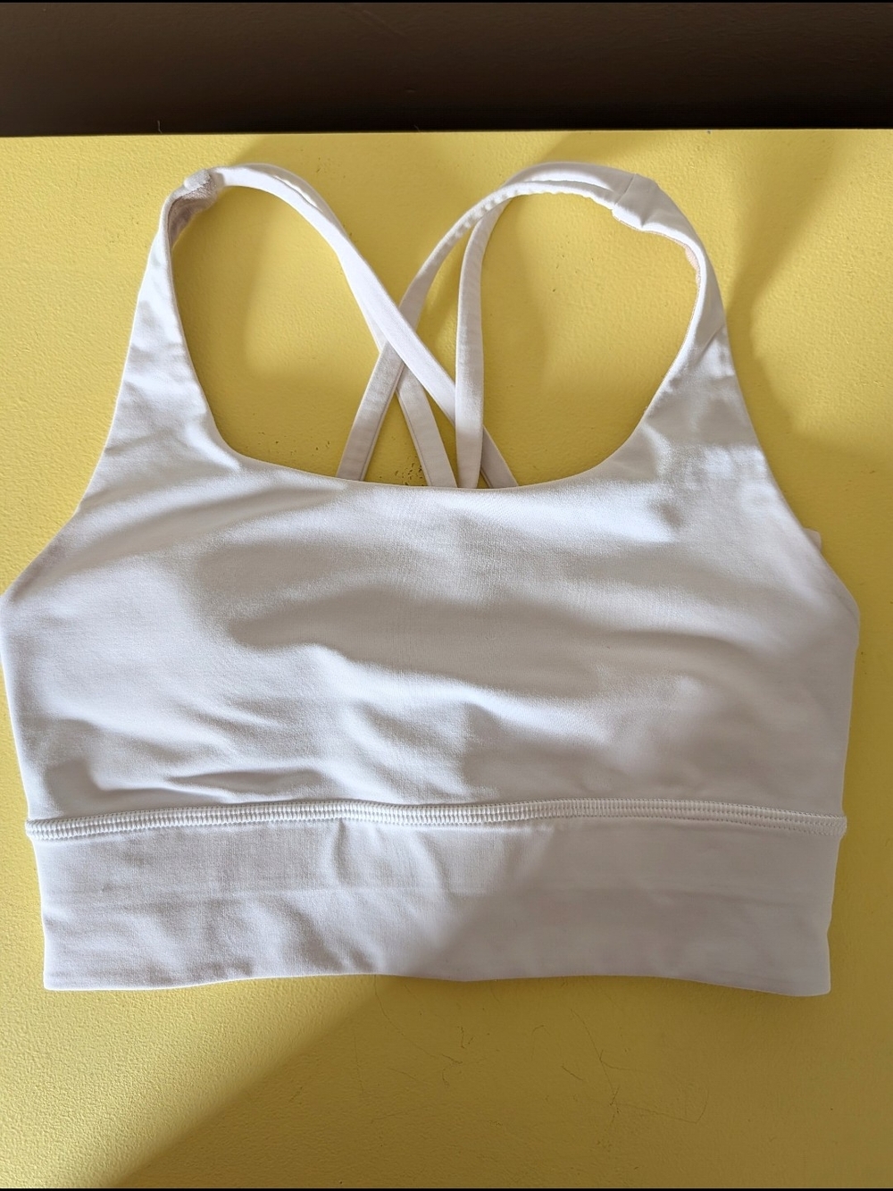 Lululemon Wunder Train Longline Bra White Strappy Back - Size 4